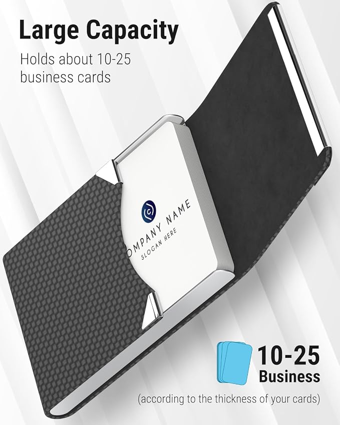 MaxGear Business Card Holder, PU Leather Business Card Case, Magnetic Closure - Image 2