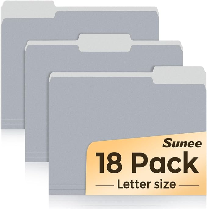 SUNEE File Folders, 18 Pack Manilla Folders 8.5 x 11, Colored Folders Office by SUNEE