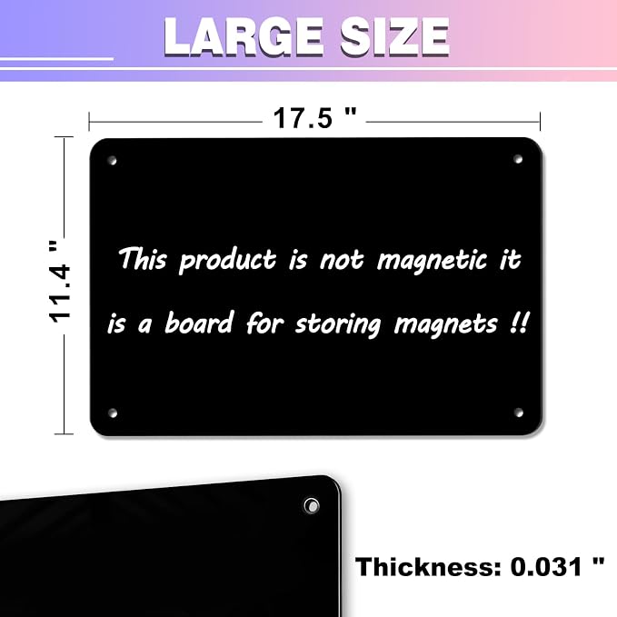 Black Magnetic Board, 17.5" x 11.4" Magnet Bulletin Board to Display Magnetic - Image 2