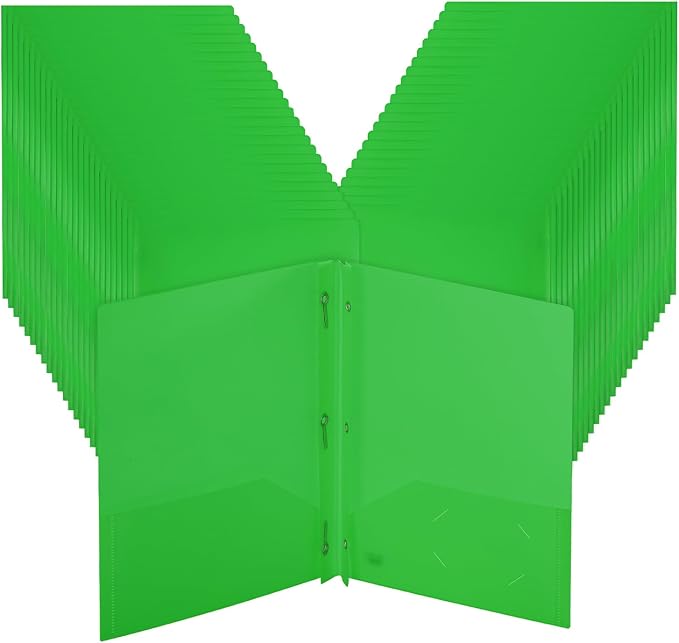 Mr. Pen- Plastic Folders with Pockets and Prongs, 48 Pack, Letter Size | Green by MrPen
