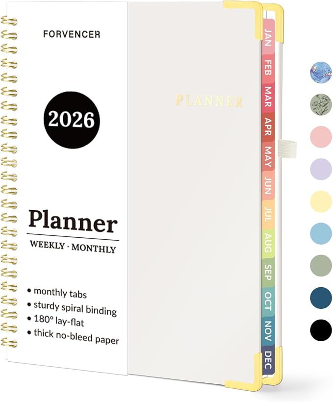 2026 Planner, Forvencer Calendar Planner Weekly and Monthly, Jan 2026-Dec 2026 by Forvencer