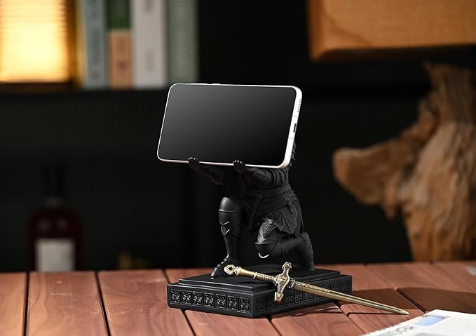 Medieval Armored Warrior Knight Pen Holder Desk Organizers and Accessories Resin Pencil Holder Paperweight as Gift with a Cool Letter Opener for Desk (Black)-DeskLoop Office