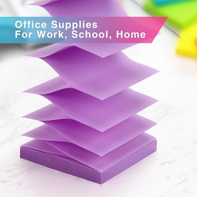 Sticky Notes 3x3 Pop Up Self-Stick Notes Pads with 6 Bright Colors, Easy to Post for Office, School, Home, 6 Pads/Pack, 100 Sheets/Pad(Pop Up)-DeskLoop Office