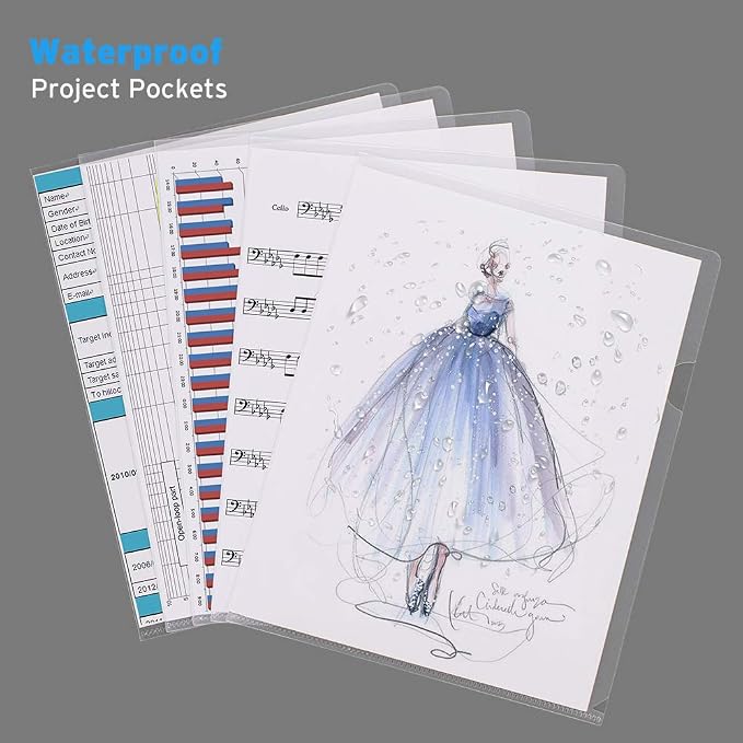 Sooez 25 Pack Clear Document Folder Project Pockets, Plastic File Folders - Image 5