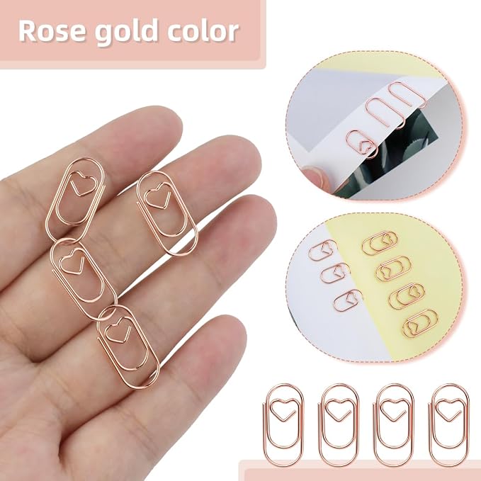 100 Pcs Love Heart Shaped Paper Clips, 0.78inch Cute Mini Paperclips - Image 4