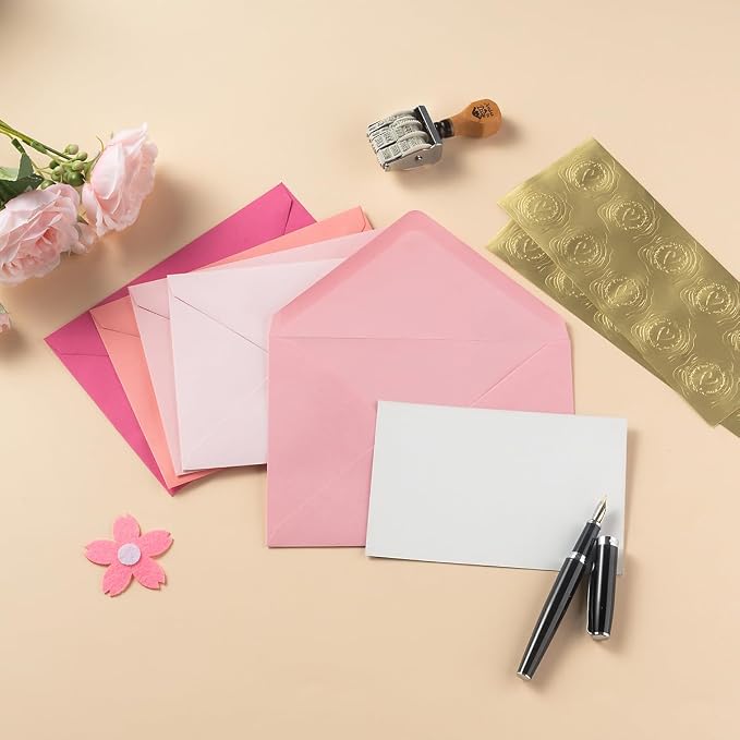 50 Pack Colored A7 Invitation Envelopes 5x7 Pink, 5 1/4 x 7 1/4 in | 5 Colors - Image 3