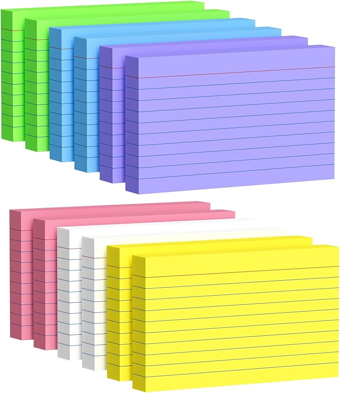 Index Cards 3x5 Inch, Flash Cards, Ruled Lined Colored Note Cards Paper by Ciphyfee