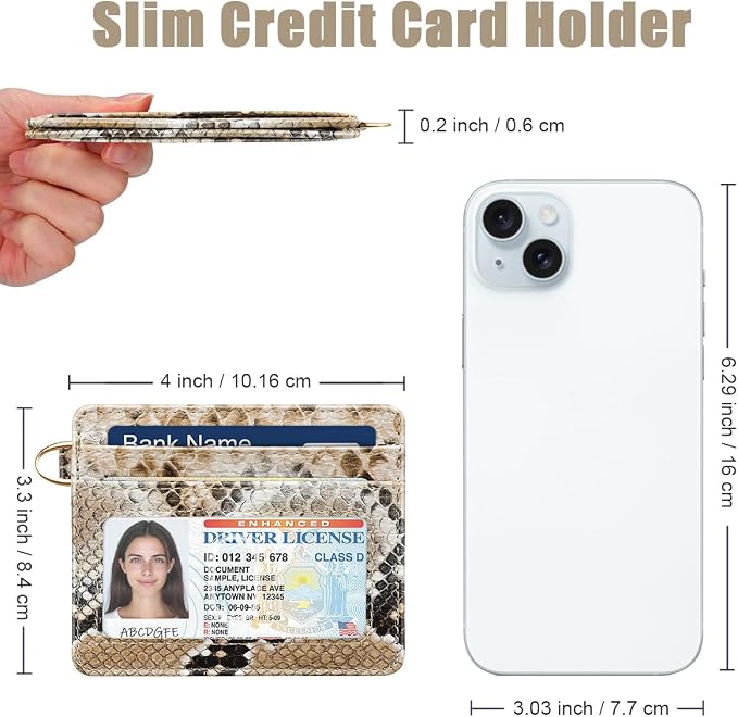 Slim Credit Card Holder Vegan Snake Skin Wallet Women Thin Wallets RFID - Image 3