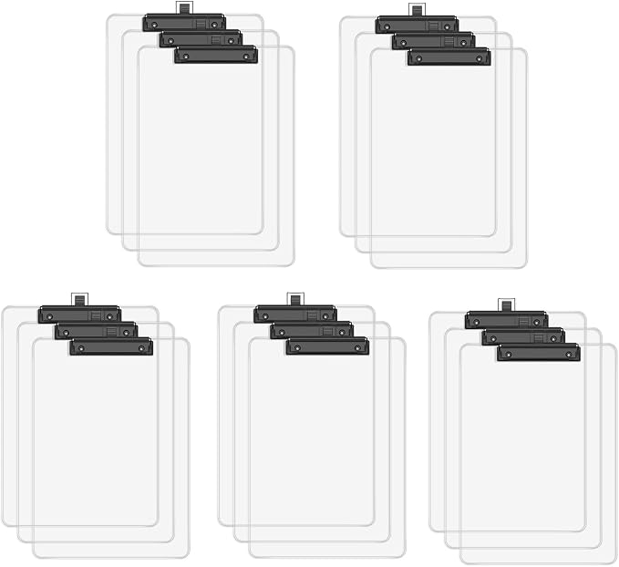Clear Clipboard with Pen Holder, 8.5 x 11 Clip Boards | Black Low Profile Clip by Juvealoe