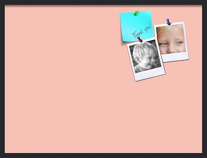 PinPix 40x30 Inch Cork Bulletin Board. This Decorative Framed Pin Board Comes with Pink Pastel Design and a Satin Black Frame. Ideal for Home Office Decor or Message Board (PinPix-1813)-DeskLoop Office