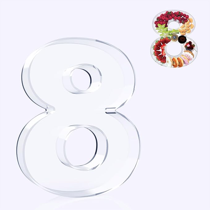 11" Acrylic Number Charcuterie Board Box, Reusable Fillable Number Cake Candy by RUFHVTY