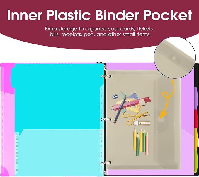 INFUN 1 Inch Telescoping Project Organizer Binder-2PCS, 13 Pocket, Customizable - Image 5
