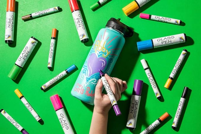 Glass Pen Window Marker: Liquid Chalk Pens for Glass, Whiteboard Markers with Washable Paint - Graduation, Car Windows, Mirror Pen, Storefront, Wedding, Parade, Party & Holiday (Yellow, Jumbo Tip)-DeskLoop Office