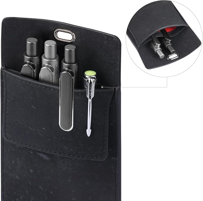 Premium Portuguese Cork Pocket Protector for Men | Multi-Use Pocket Protectors for Shirts and Lab Coats | For Pen, Pencils, Pointers, and More | 2 Pack of Black Pocket Organizer Protectors-DeskLoop Office