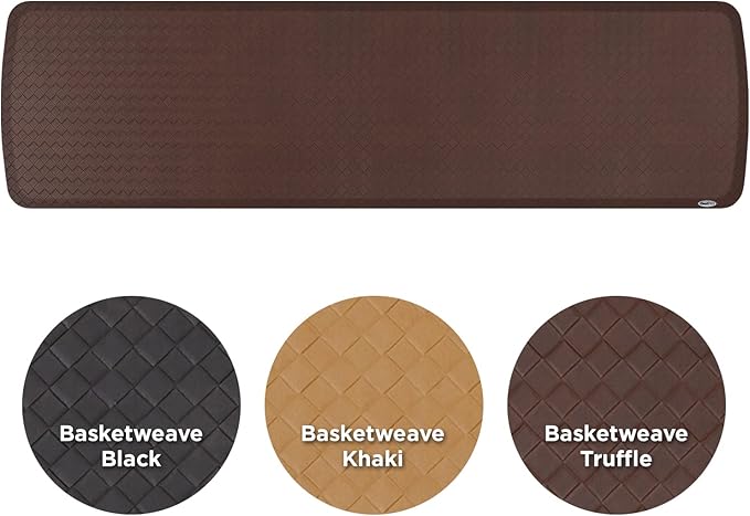GelPro Elite Premier Gel & Foam Cushioned Anti-Fatigue Kitchen Floor Comfort Mat, Padded Stain-Resistant, Waterproof, Non-Slip Comfort Padded Desk/Office Mat, 20" x 72", Basketweave Truffle-DeskLoop Office