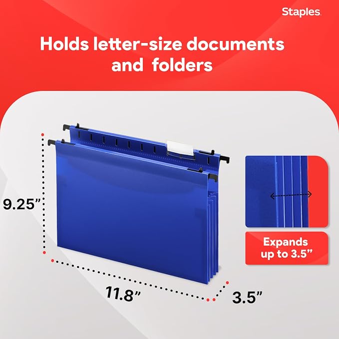 Staples Poly Expanding Hanging File Pockets, Letter Size, Durable Poly - Image 3