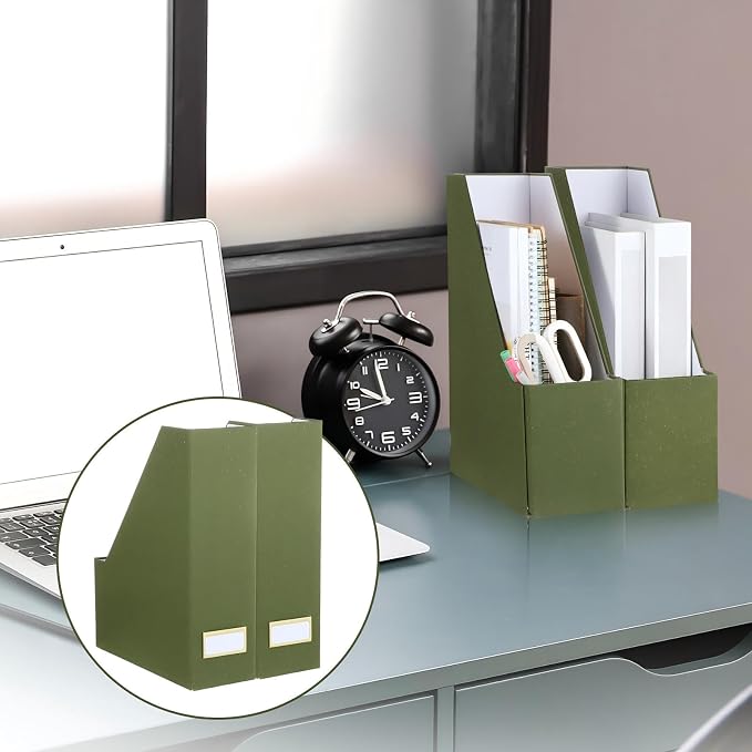 Gueevin Set of 6 Magazine File Holders, Sturdy Cardboard Desk Magazine Organizer - Image 7