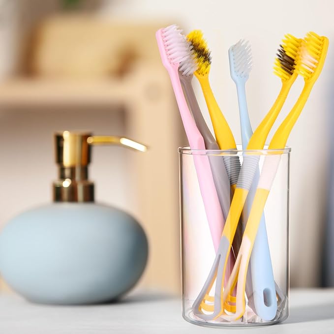 Crtiin 10 Pack Clear Acrylic Pen Holder Makeup Brush Round Pencil Holder for Desk Pen Cups Desk Organizers and Storage Desktop Stationery Organizer for Office School Home Supplies-DeskLoop Office