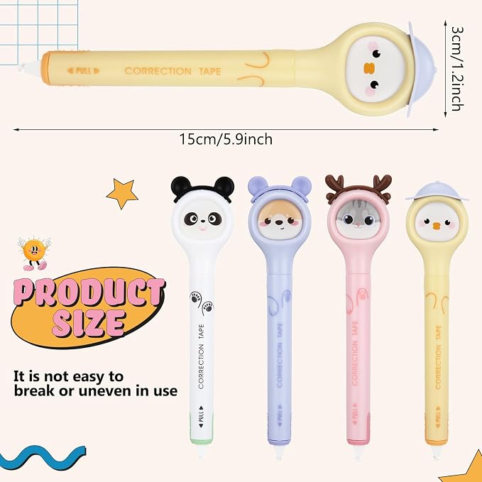 Fullhawl 4 Pcs Cute Correction Tape Pen - Image 2