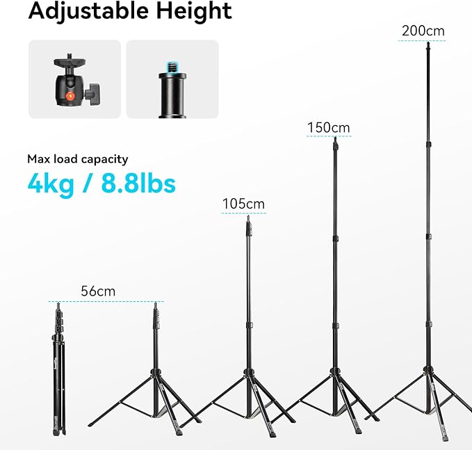 SMALLRIG RA-S200 Light Stand for Photography, 78.7" / 6.6ft / 200cm, Aluminum - Image 2