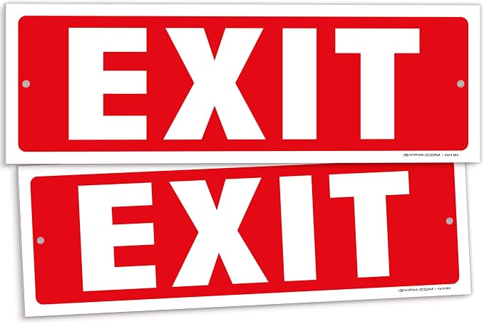 iSYFIX Exit Sign – 2 Pack 12x4 Inch – 40 mil Thick Polystyrene Plastic Sign by iSYFIXPREMIUMSIGNS