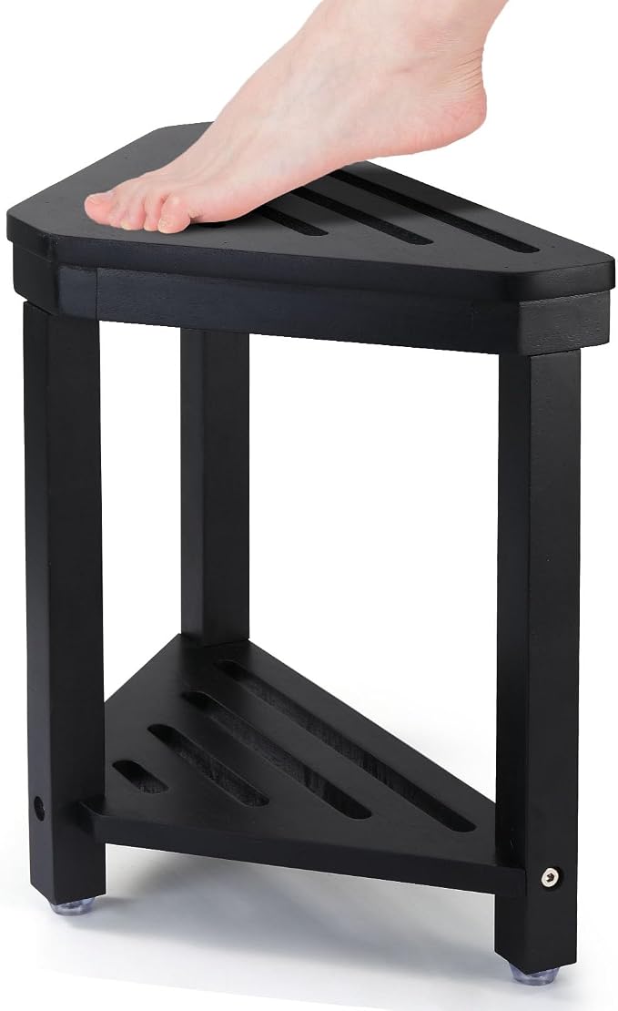 Boulphia Shower Foot Rest 14in, Acacia Wood Shower Stool by Boulphia