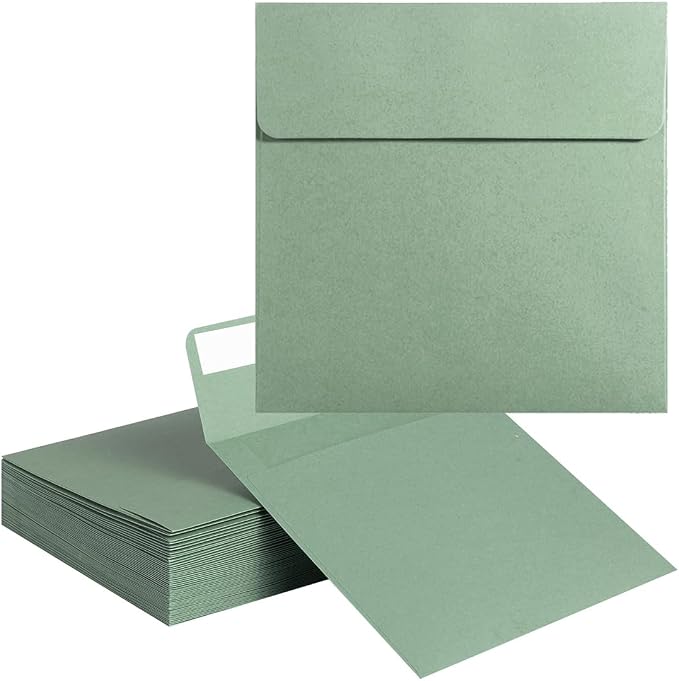 50 Pack 6 x 6 Square Envelopes Self Seal, Sage Green | by Unknown