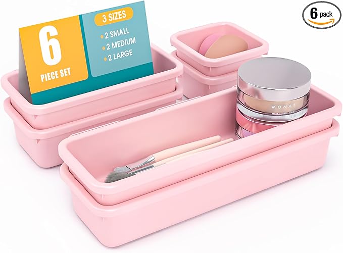 6 PCS Drawer Organizer Set, 3 Size Makeup Drawer Divider Organizer by StoreHappily