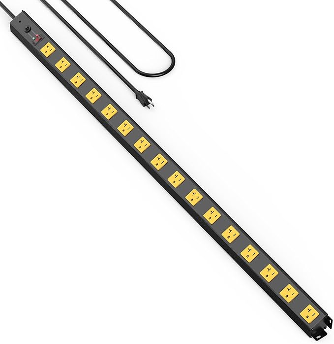 HHSOET 16 Outlet Long Power Strip, 4FT Heavy Duty Power Strip with 4800J Surge Protection, 20a Mountable Wide-Spaced Outlets for Home, Office, Garage & Workshop - ETL Certified-DeskLoop Office