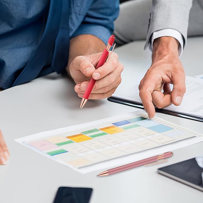 12 PCS 2 in 1 Stylus Ballpoint Pen with Stylus Tip, 1.0 mm Black Ink Metal Pen Stylus Pen for Touch Screens (All Red)-DeskLoop Office