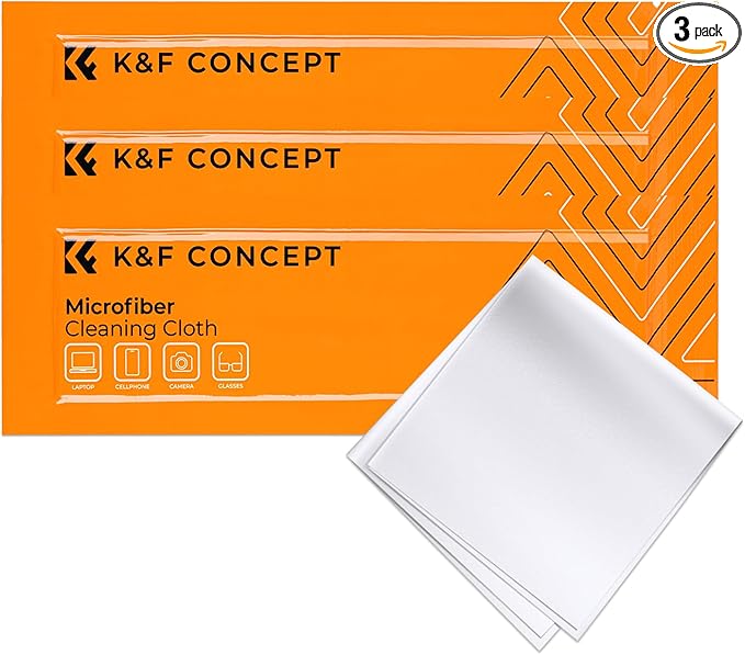 K&F Concept 3 Pack Microfiber Cleaning Cloths, 6x6in Glasses Cleaning Cloths, Premium Camera Lens Cloth for Photography, Glasses, Screens & More-DeskLoop Office