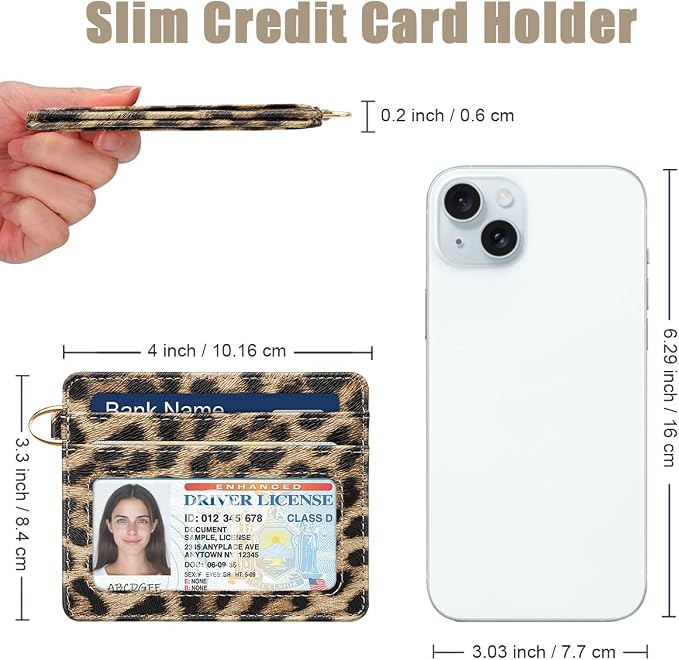 Slim Credit Card Holder Cheetah Print Wallet Women Thin Wallets RFID Blocking - Image 3