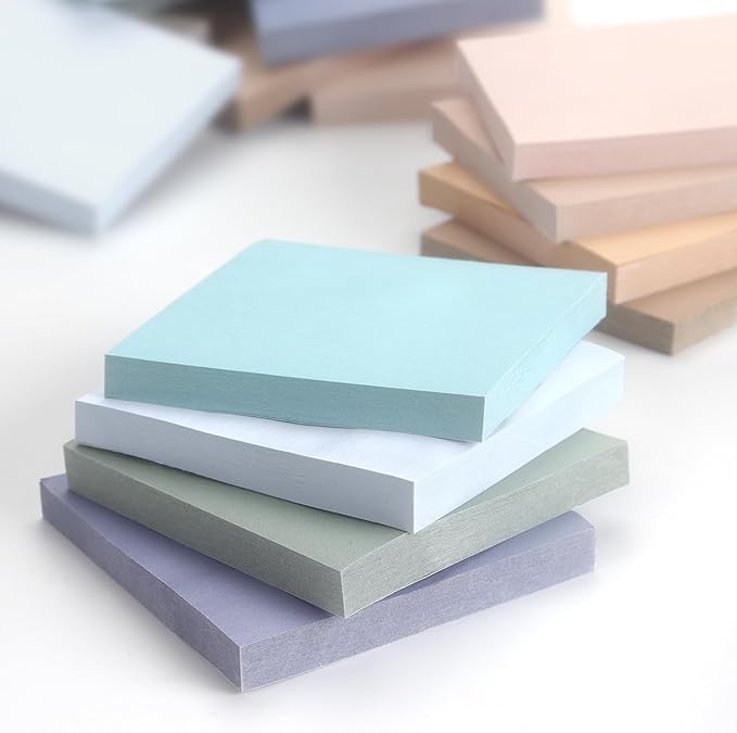 Vintage Colors Sticky Notes 3x3 inch, 8 Pads, Self-Stick Note Pads, Super Sticky Self-Adhesive Sticky Notes, 8 Pads/Pack, 80 Sheets/Pad-DeskLoop Office