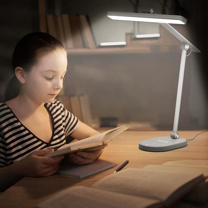 Honeywell Desk Lamp for Home Office, H4 Sunturalux™ Eye-Caring LED Desk Light, 700LM Dimmable Desk Lamp with Timer, Adjustable Desk Reading Light, Touch Auto Dimming Table Lamp for Study, Bedroom-DeskLoop Office