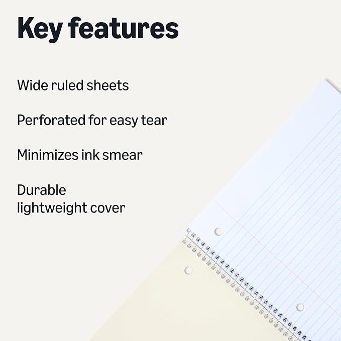 Amazon Basics Wide Ruled Spiral Notebook, - Image 2