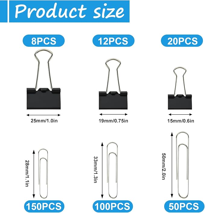Binder and Paper Clips Set, Office Supplies - Image 2