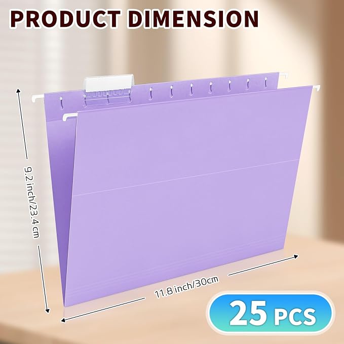 25-Pack Light Purple Hanging File Folders, Letter Size, Includes 35 Transparent - Image 4