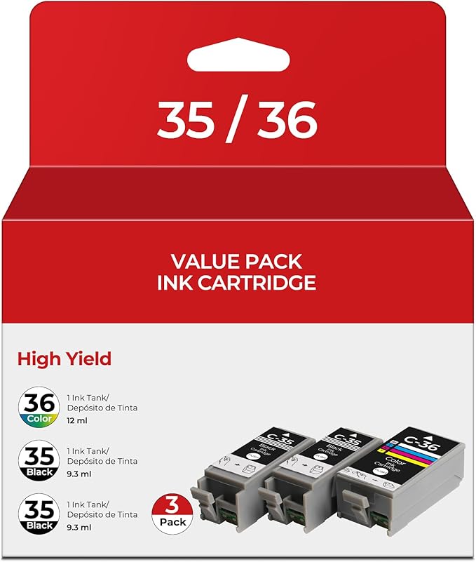 PGI-35 CLI-36 Ink Cartridges PIXMA TR150 PIXMA TR160 PIXMA iP110 PIXMA iP100 Compatible with Canon 35 36 Ink Cartridges Compatible for PIXMA TR150 TR160 iP110 iP100 TR 150 Printers (2-Black, 1-Color)-DeskLoop Office