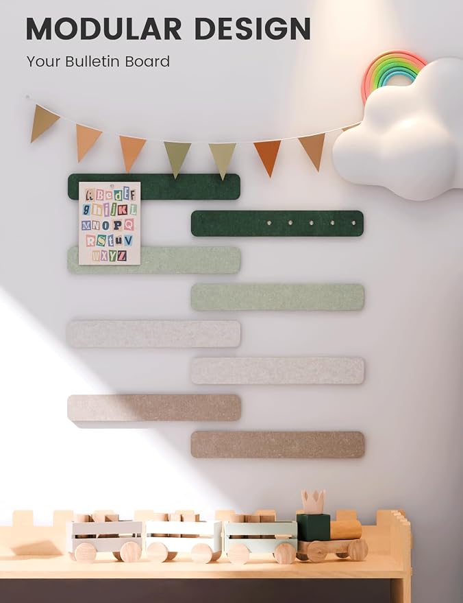 Fluxynara Cork Board Alternative Felt Strip Board 8-Pack 13"x2", Office Pin - Image 5