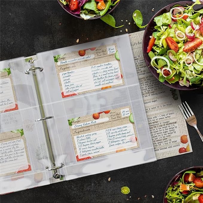 200 Pockets Full Size 4x6 for 8.5x11 Recipe Card Protectors Top-Loading Crystal - Image 6