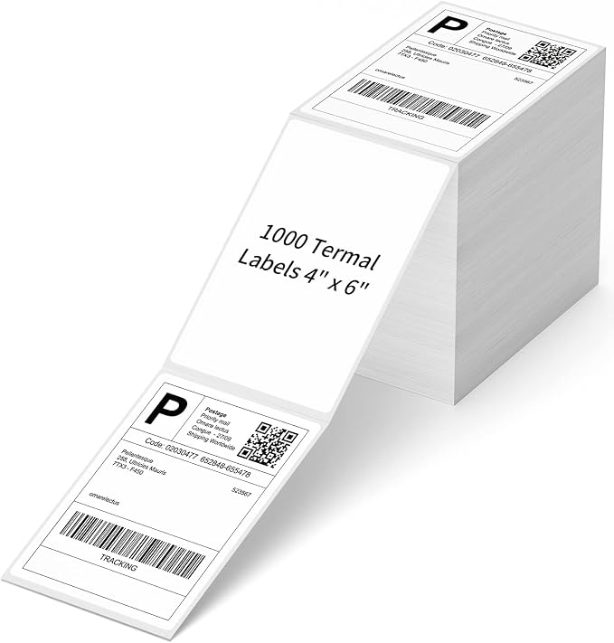 4" x 6" Fanfold Direct Thermal Labels, 1000 Per Stack, Elton Printers by NefLaca
