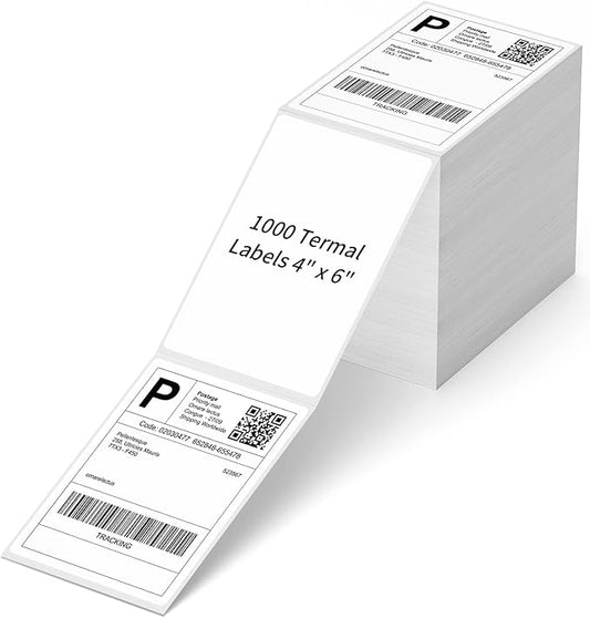 4" x 6" Fanfold Direct Thermal Labels, 1000 Per Stack, Elton Printers by NefLaca