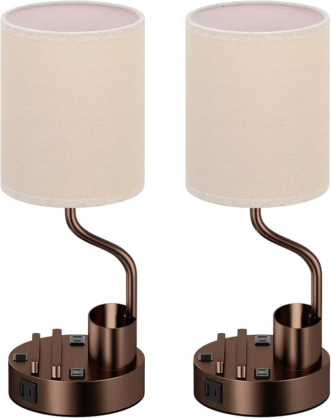 Blue Bedside Table Lamps Set of 2, Nightstand Lights - Image 8