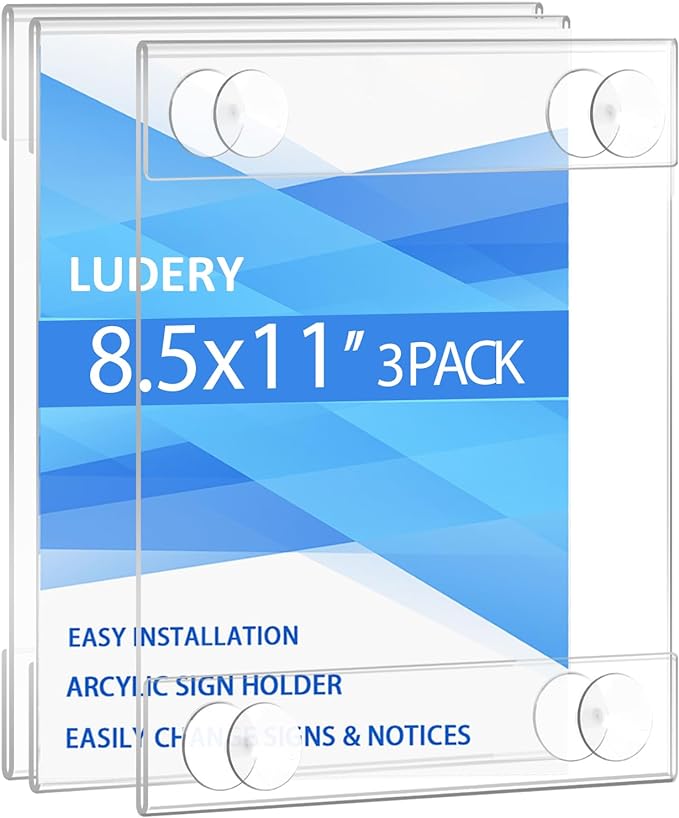 Acrylic Window Sign Holder 8.5 x 11 by Ludery