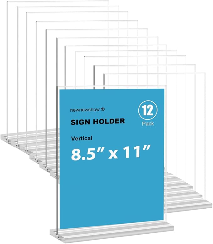 newnewshow 8.5x11 Clear Acrylic Sign Holder, Display Stand, Plastic Card Holder by NEWNEWSHOW