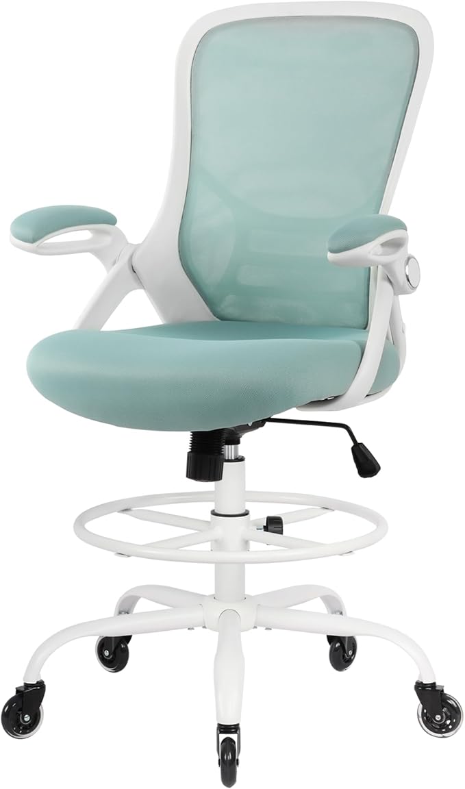 HYLONE Drafting Chair Tall Office, Ergonomic Standing Desk Stool Adjustable Drafting Chair Big Tall Drafting Office Chair Blue-DeskLoop Office