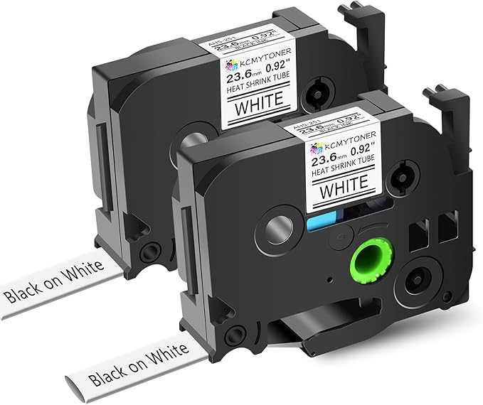 2 Pack Compatible for Ptouch HSe251 HSe-251 HS-251 HS251 23.6mm 0.92" Black on White Heat Shrink Tube for PT-D600 E500 E500VP E550W P700 P710BT P750WVP Label Maker-DeskLoop Office