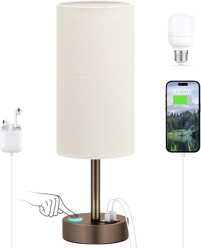 Dicoool Beige Touch Table Lamp for Bedroom by DicooolDirect