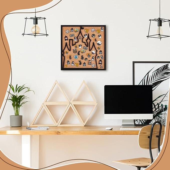 BENECREAT Square Castle Pin Board Cork Board, 11.8x11.8inch Bulletin Display - Image 6