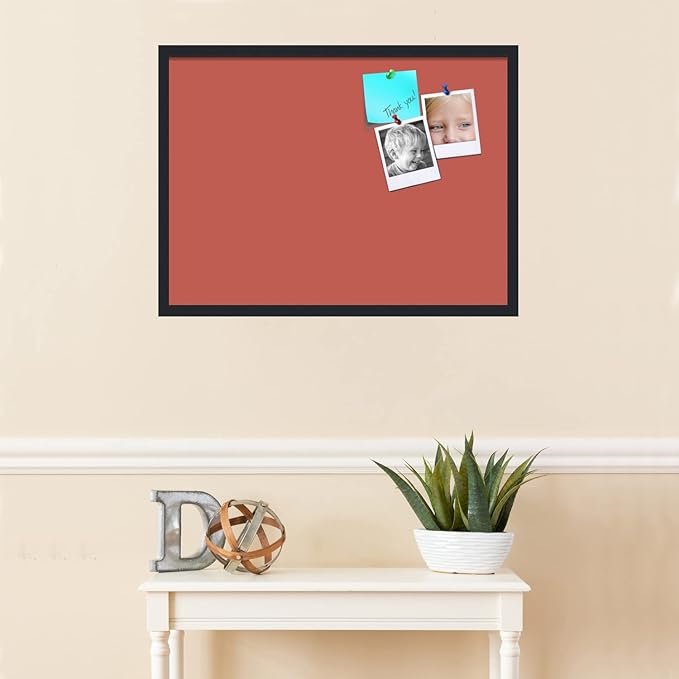 PinPix 30x22 Inch Cork Bulletin Board. This Decorative Framed Pin Board Comes with Crimson Pastel Design and a Satin Black Frame. Ideal for Home Office Decor or Message Board (PinPix-1807)-DeskLoop Office